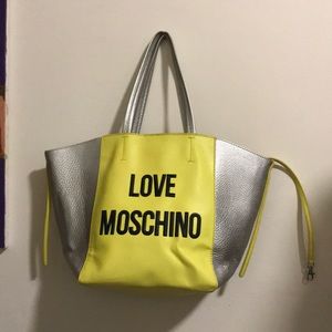 Yellow and Silver Love Moschino Tote bag